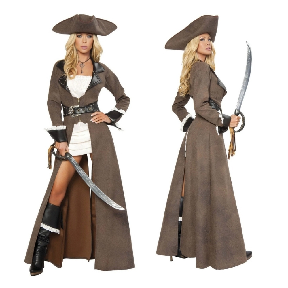 Deluxe 7pc Pirate Captain (Added Matching Skirt With Tassels) Size Large NWOT - Picture 2 of 14